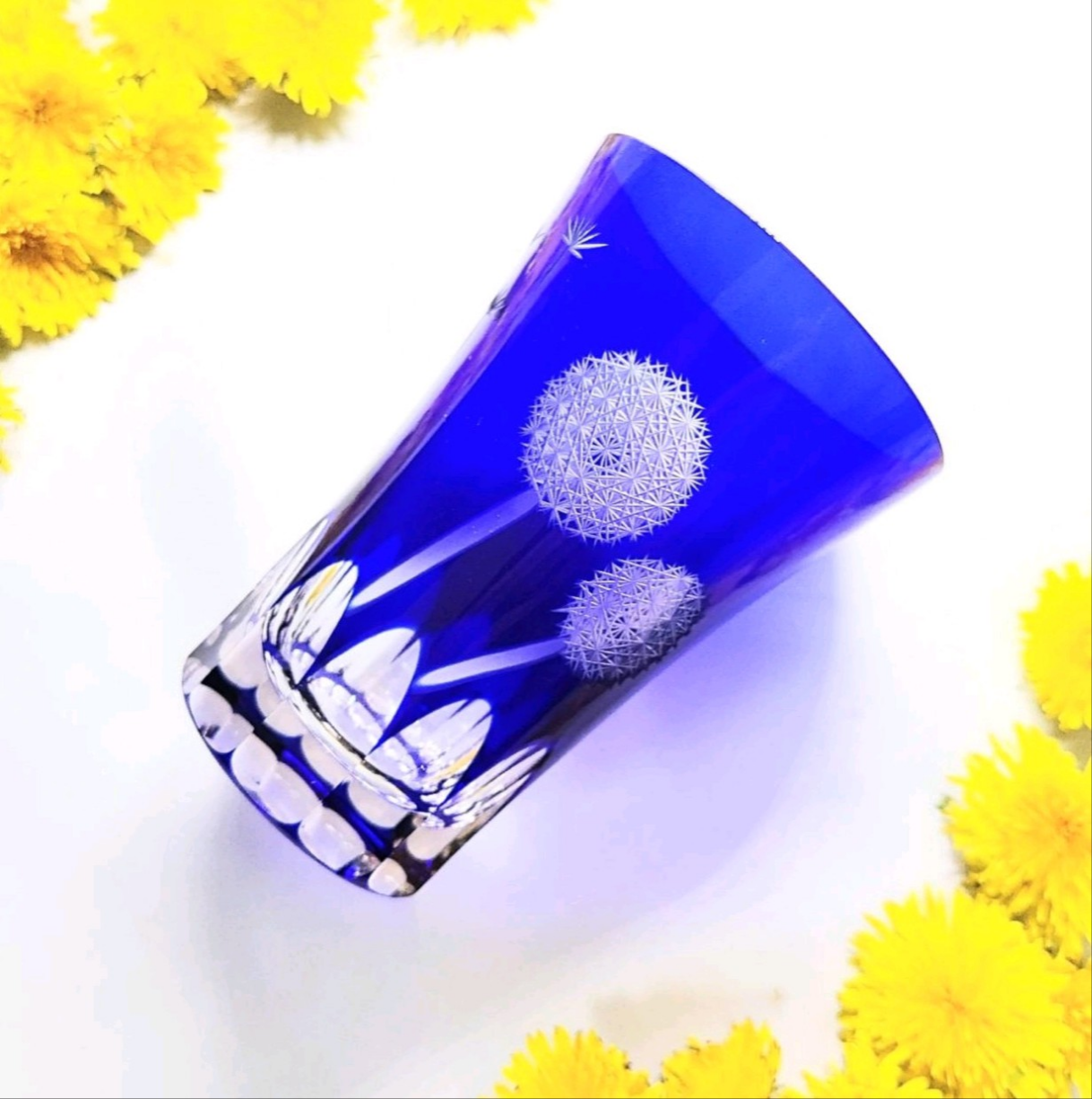 【切子工房 希月】タンブラー／「わたげ」／瑠璃