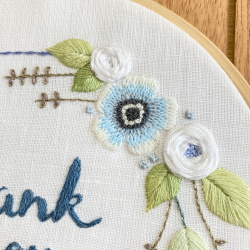 刺繍HOOP thank you flower リース 刺繍枠 インテリアフレーム 壁掛け