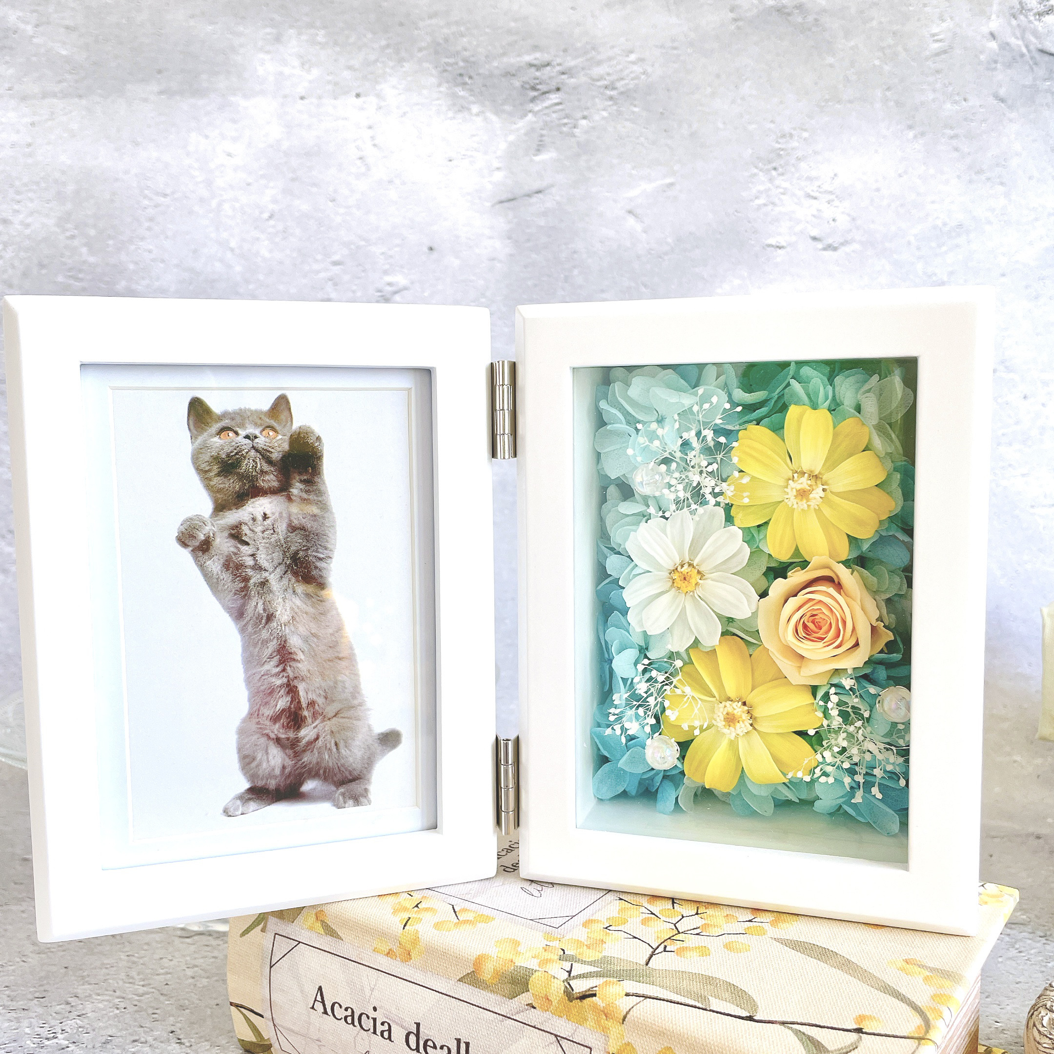 フラワーフォトフレーム（Sサイズ・写真L版）/プリザーブドフラワー/誕生日/結婚祝い/出産祝い/お祝い/ギフト