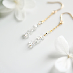 単品　オリジナル 極上 ハーキマーダイヤモンドのフックピアス　4月の誕生石 4枚目の画像