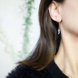 単品　オリジナル 極上 ハーキマーダイヤモンドのフックピアス　4月の誕生石 9枚目の画像