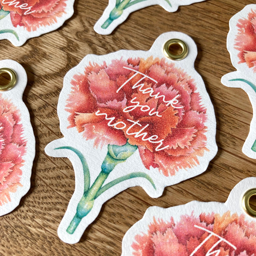 母の日】カーネーション型タグ 8枚 ダイカット ラッピング タグ・台紙