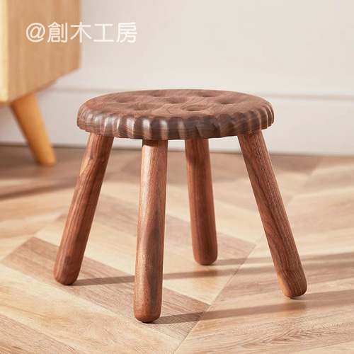 ハンドメイド　ベンチ　椅子　スツール　長さ57.5cm ビスケット型ベンチ ウォールナット 無垢材 イス スツール 椅子
