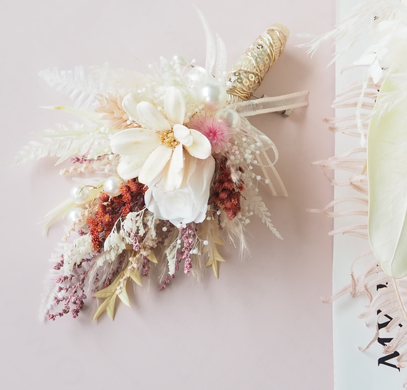 【受注制作】ウェディングブーケ　花束　ブートニア　ヘッドドレス　結婚祝　前撮り　和装　母の日　お誕生日　ギフト　お祝い 8枚目の画像