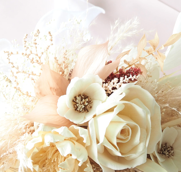 【受注制作】ウェディングブーケ　花束　ブートニア　ヘッドドレス　結婚祝　前撮り　和装　母の日　お誕生日　ギフト　お祝い 6枚目の画像