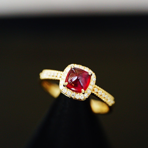k18 リング　天然ダイヤモンド1ct 豪華」K18 天然ルビー 天然ダイヤモンド リング 純愛 女性 女王