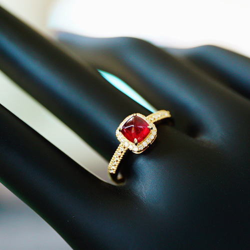 k18 リング　天然ダイヤモンド1ct 豪華」K18 天然ルビー 天然ダイヤモンド リング 純愛 女性 女王