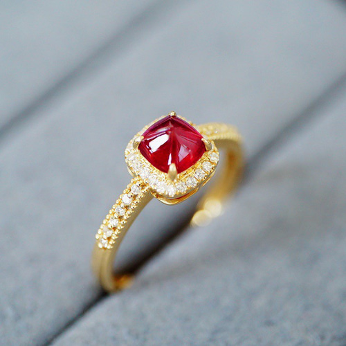 k18 リング　天然ダイヤモンド1ct 豪華」K18 天然ルビー 天然ダイヤモンド リング 純愛 女性 女王