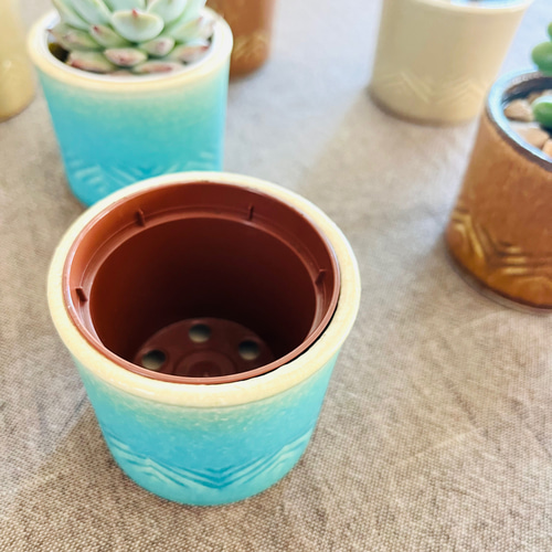 鉢カバー（2号サイズ）ヘリンボーン柄【3カラー】植木鉢カバー