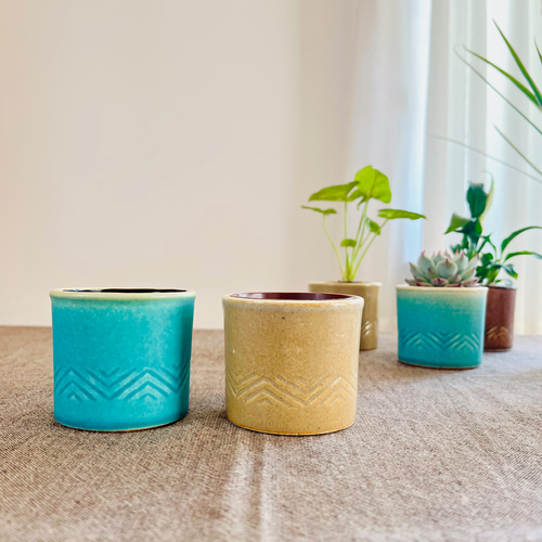 鉢カバー（2号サイズ）ヘリンボーン柄【3カラー】植木鉢カバー