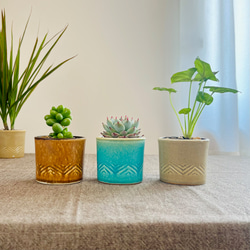 鉢カバー（2号サイズ）ヘリンボーン柄【3カラー】植木鉢カバー