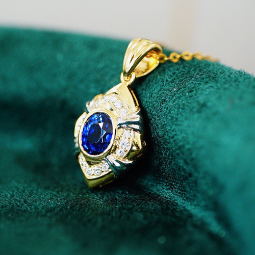 天然 ブルーサファイア ダイヤ ペンダントトップ0.9ct k18 ¥