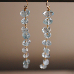 Aquamarine（earring） 空色のアクアマリンを長めにつないだ耳飾り 7枚目の画像