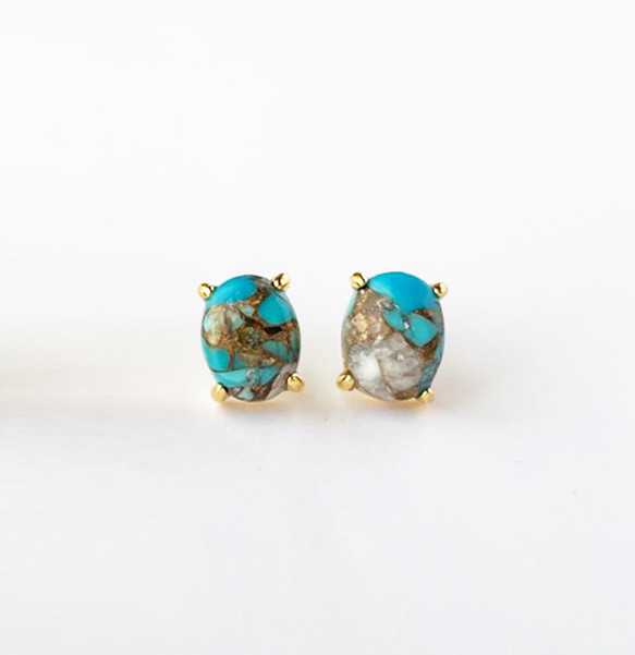特集掲載 /再販】オイスターカッパーターコイズピアス / 天然石 ピアス 