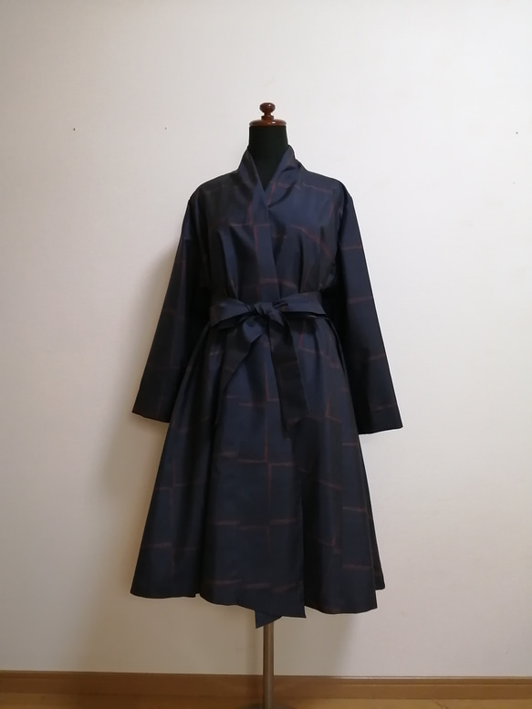 SOLD　着物リメイク　フレアーコート　大島紬 