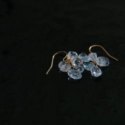 fusa : Aquamarine（earring） アクアマリンの小さな房の耳飾り 9枚目の画像