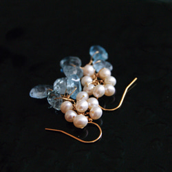 fusa : 海藍寶石、珍珠（耳環） 海藍寶石和珍珠流蘇耳環 第9張的照片