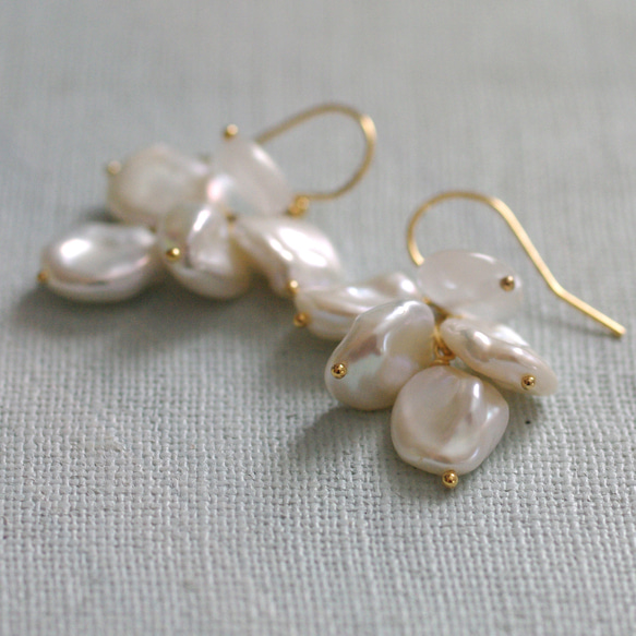 fusa : Keshi Pearl , Moonstone（earring） 芥子パールとムーンストーン 9枚目の画像