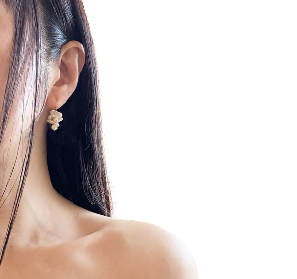 fusa : hira &amp; keshi Pearl (earring) 花瓣珍珠芥末色珍珠耳環 第5張的照片