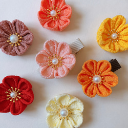 お花の髪飾り〜お花1つ花座あり〜＊29色から選べます○つまみ細工