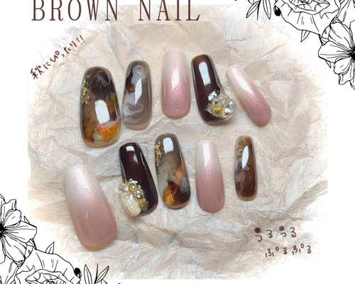 #015 ブラウンニュアンスネイル　ネイルチップ No.1 ブラウンニュアンスネイル ネイルチップ（つけ爪） MERORIE 通販