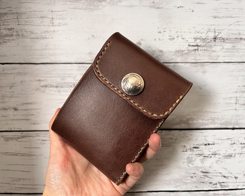 【ハンドメイド】　二つ折り財布　ハーフウォレット ハーフウォレット 革財布 二つ折り財布 手作り革工房〜Hand