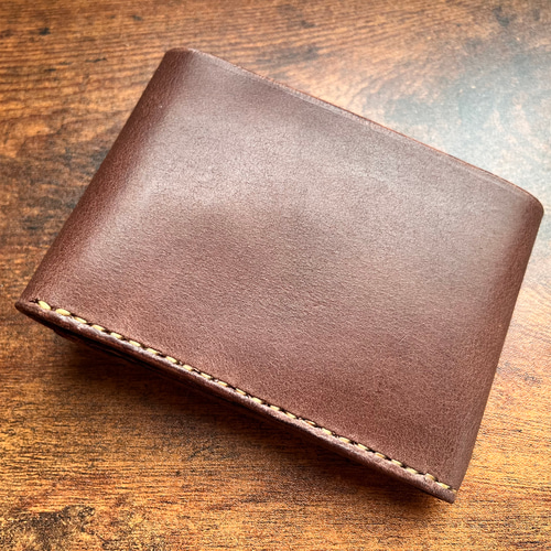 ハーフウォレット 革財布 二つ折り財布 手作り革工房〜Hand