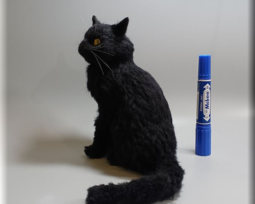 羊毛フェルト 猫 黒猫 ねこ ネコ 猫フィギュア 羊毛フェルト