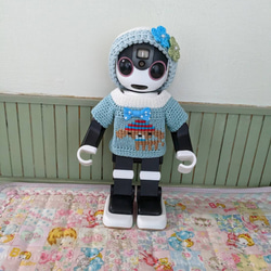 ★SMILE★　ロボホン　ROBO編み込みセーターとニット帽　2セット ロボホン ポンポンニット帽とカーディガンセーター ROBO編み込柄