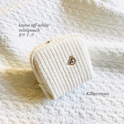 Sサイズ　kuma off-white minipouchミニポーチ　ヌビポーチ　ヌビ　イブル　くま　コスメポーチ 1枚目の画像