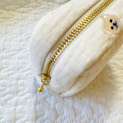 Sサイズ　kuma off-white minipouchミニポーチ　ヌビポーチ　ヌビ　イブル　くま　コスメポーチ 3枚目の画像