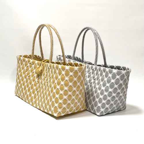 定価25万円 ミッソーニ 豪華チャーム付かごバッグ 特大 美品 特別セール➖即納可能➖プラかごバッグ☆ブラウンxホワイト ワイド