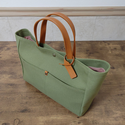 本革×帆布のトートバッグ MK-1『モスグリーン』 トートバッグ