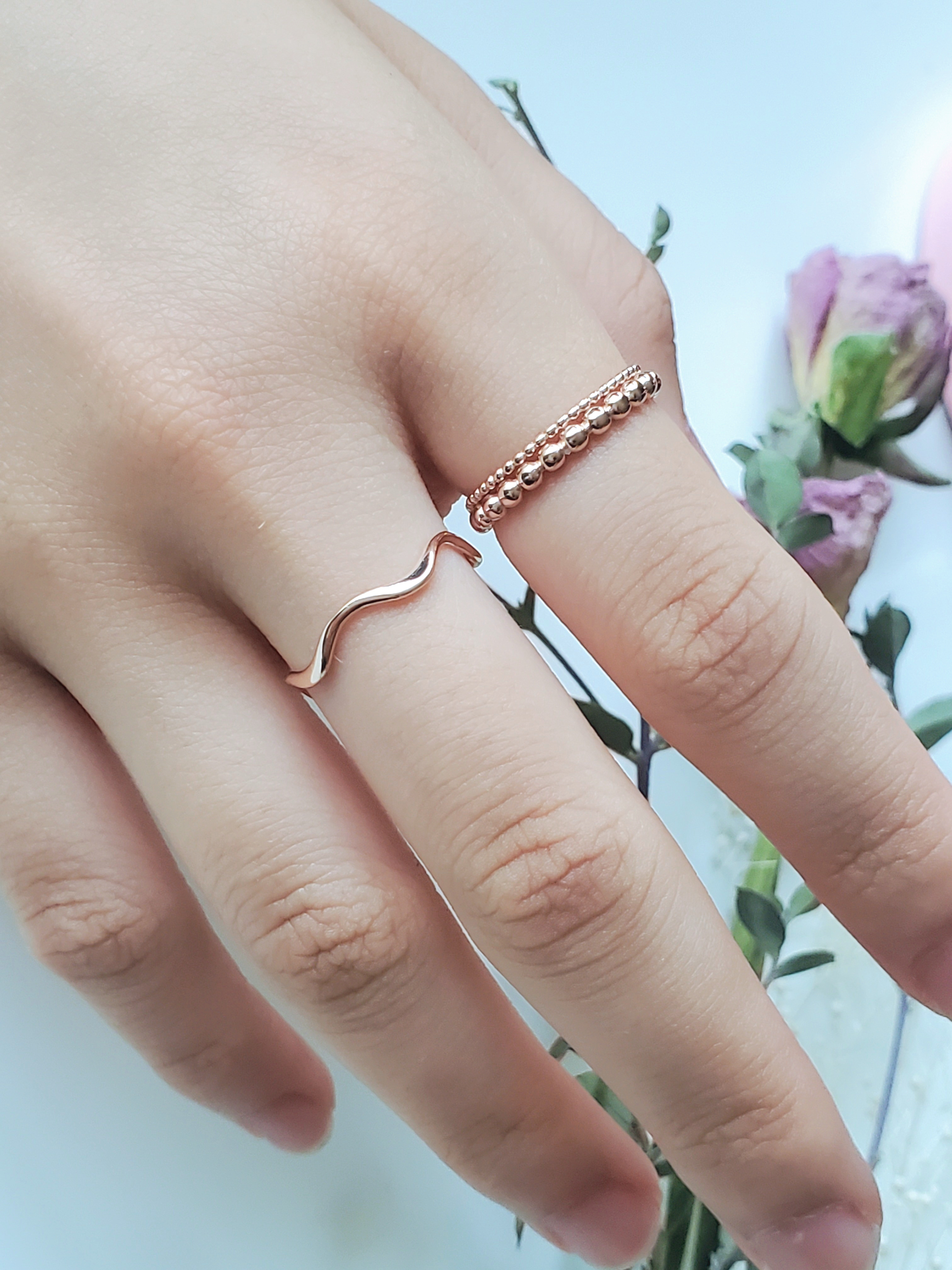 つぶつぶ　ドットリング　２連リングSV925ピンクゴールド　RS-63 重ね付きにぴったり