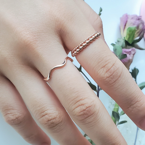 つぶつぶ ドットリング 2連リングSV925ピンクゴールド RS-63 重ね付き