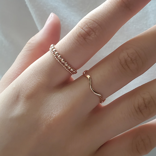 つぶつぶ ドットリング 2連リングSV925ピンクゴールド RS-63 重ね付き