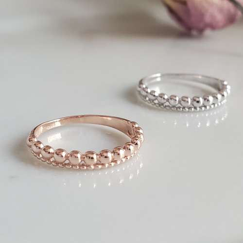 つぶつぶ ドットリング 2連リングSV925ピンクゴールド RS-63 重ね付き