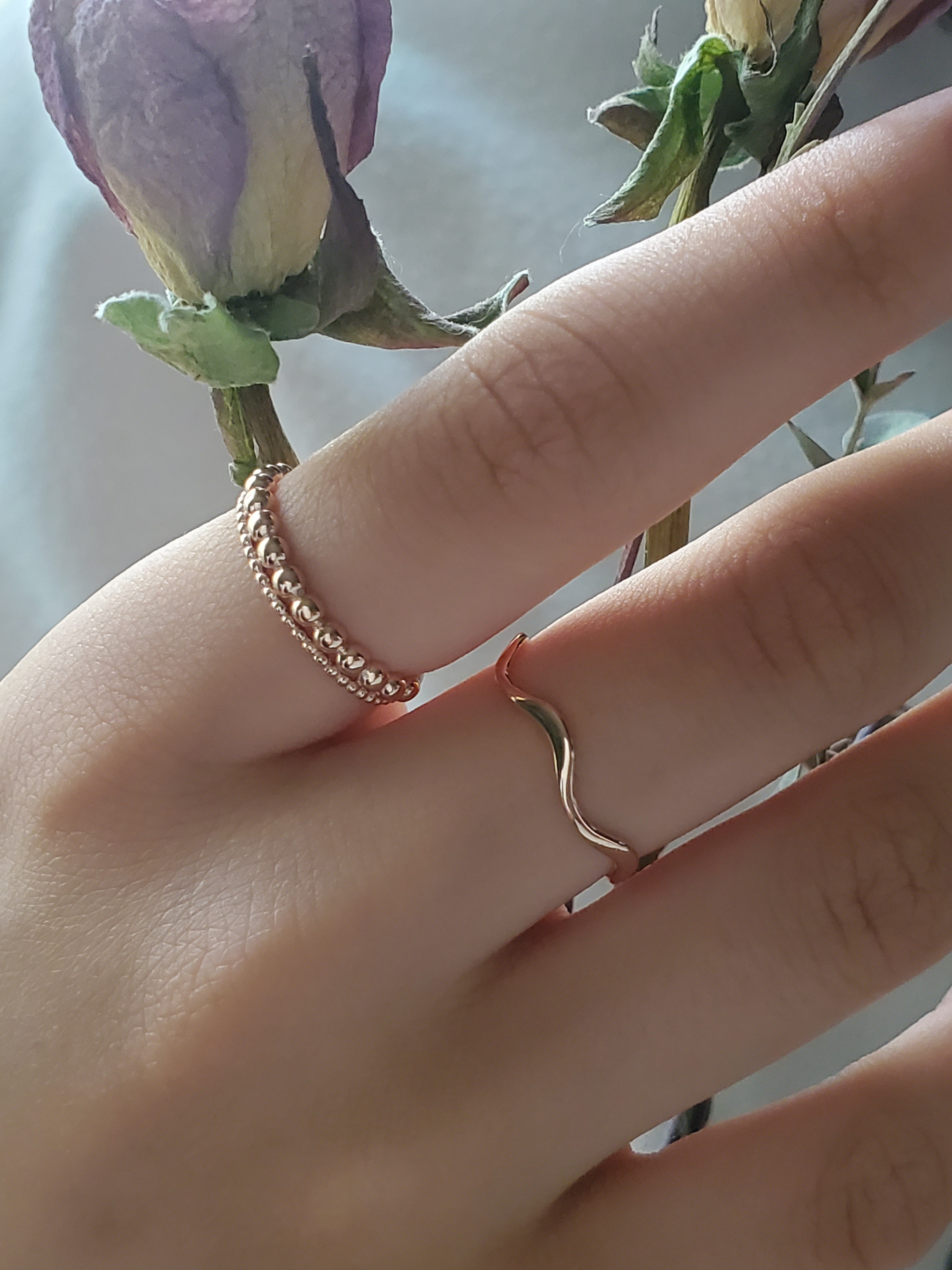 つぶつぶ　ドットリング　２連リングSV925ピンクゴールド　RS-63 重ね付きにぴったり