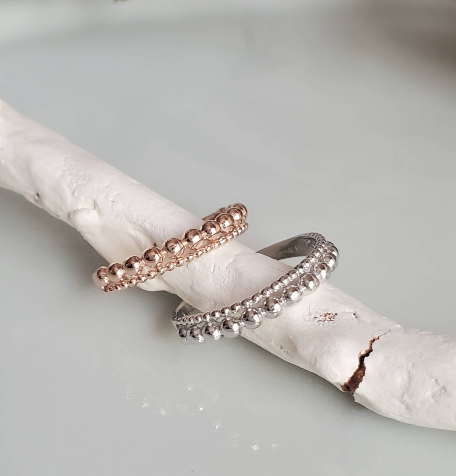 つぶつぶ　ドットリング　２連リングSV925ピンクゴールド　RS-63 重ね付きにぴったり