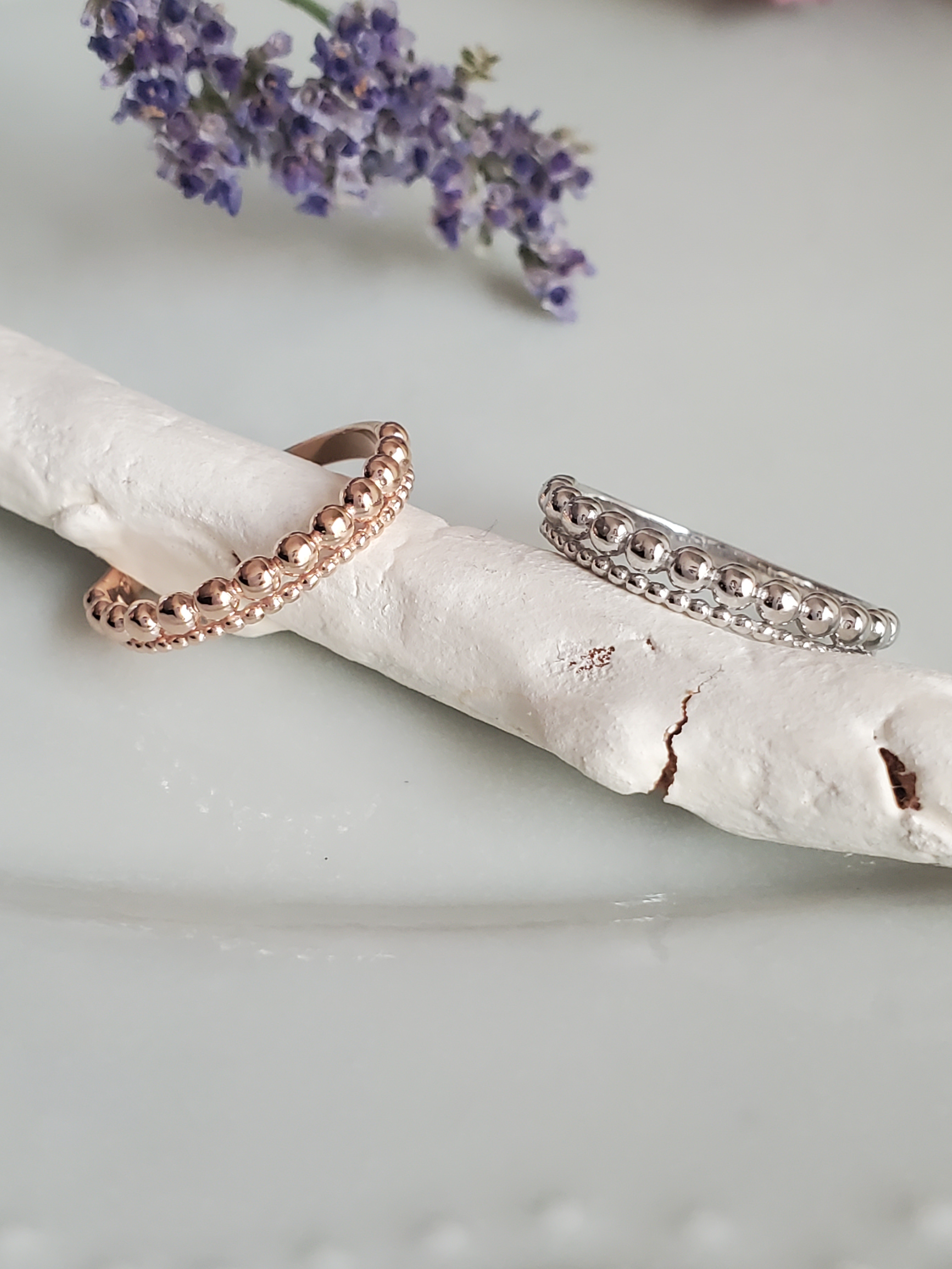 つぶつぶ　ドットリング　２連リングSV925ピンクゴールド　RS-63 重ね付きにぴったり