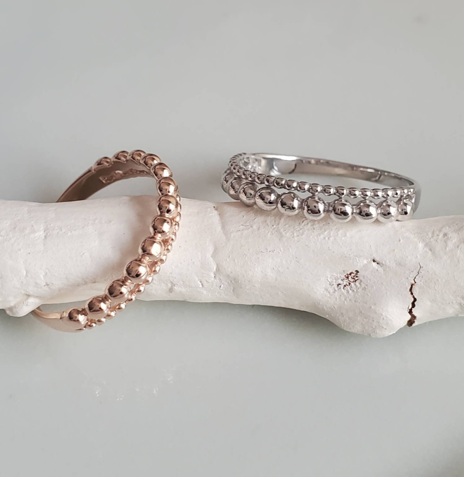 つぶつぶ　ドットリング　２連リングSV925ピンクゴールド　RS-63 重ね付きにぴったり