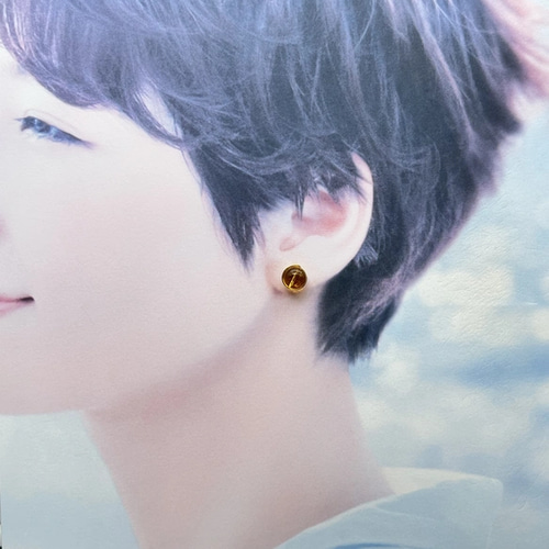 じばにゃん❤️ブルーオブシディアン ダイヤカット 14kgfピアス