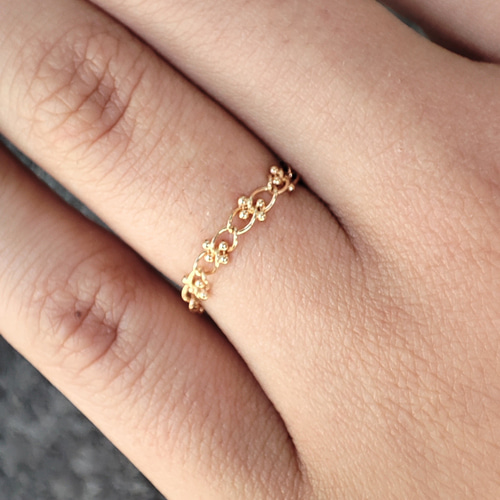 K18】カスミソウチェーンリング 指輪・リング EggPlant 通販 15734711