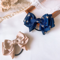 シフォンリボン 花柄 リボンヘアゴム たらりん リボン ヘアゴム