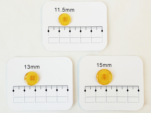 クリアフラワーボタンD　オレンジ　11.5mmまたは13mmまたは15mm 8枚目の画像