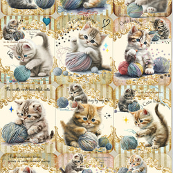 オリジナル 生地 ブロックデザイン ハンドメイド素材 クラフト 猫柄