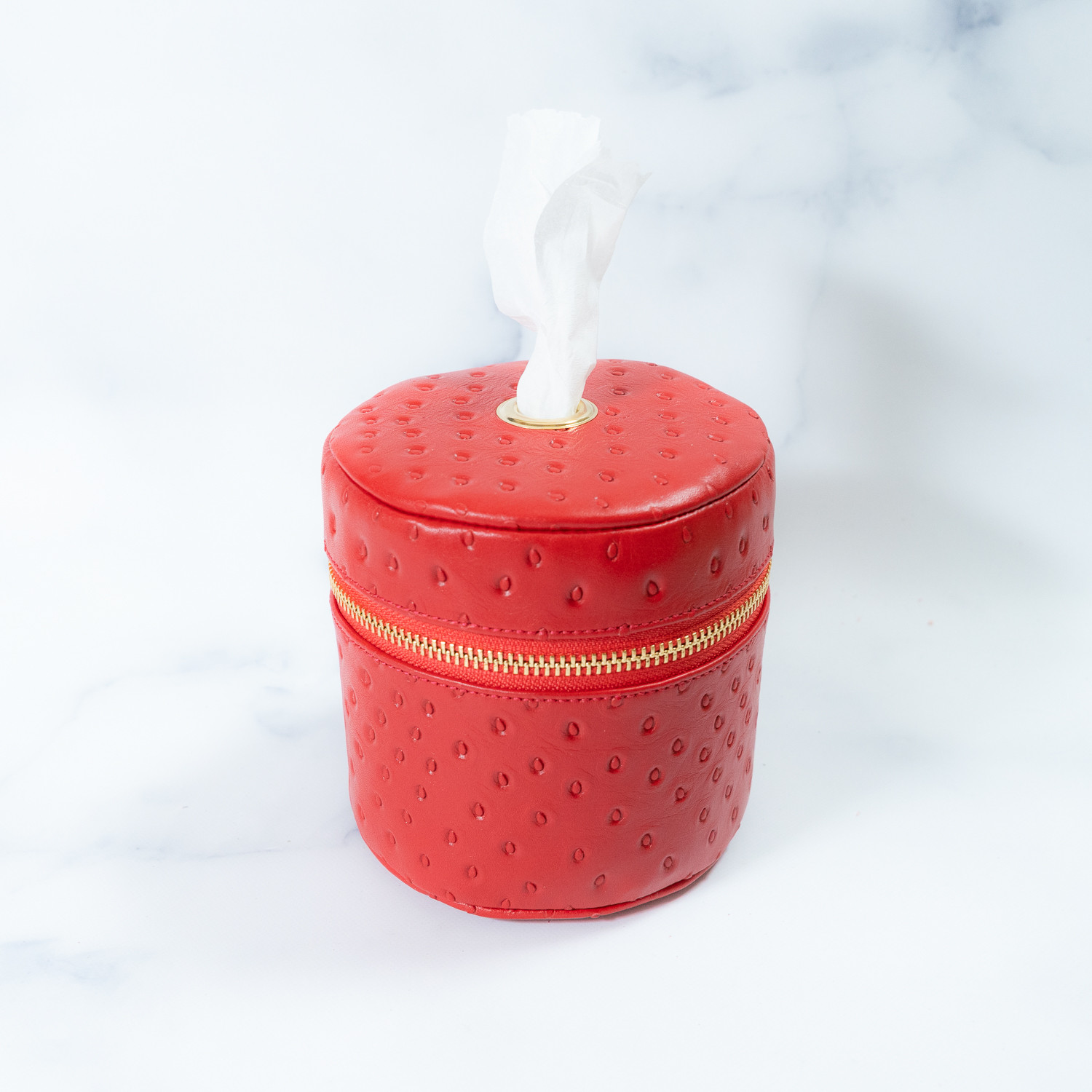 いちご様 トイレットペーパー入れ完成品 トイレットペーパーケース カバー イチゴ型押し本革 【内装の