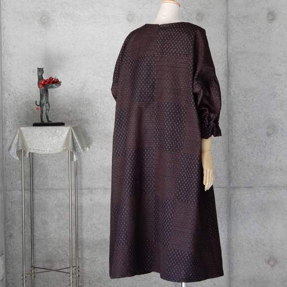 着物リメイク    紬のワンピース/フリーサイズ　 kimono　 6枚目の画像