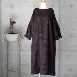 着物リメイク    紬のワンピース/フリーサイズ　 kimono　 4枚目の画像