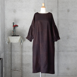 着物リメイク    紬のワンピース/フリーサイズ　 kimono　 1枚目の画像